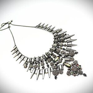 KENDRA SCOTT Seraphina Black Rhodium  Plated MOP Agate Druzy Statement Necklace